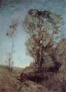 Corot Camille The Italian vill behind pines oil painting reproduction